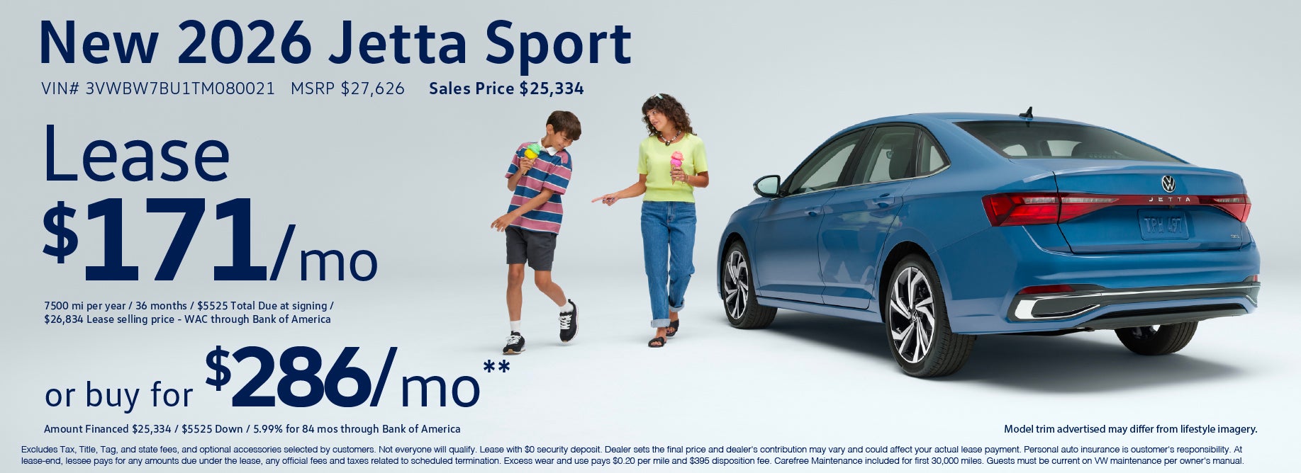 Lease 2026 Jetta starting at $171/mo