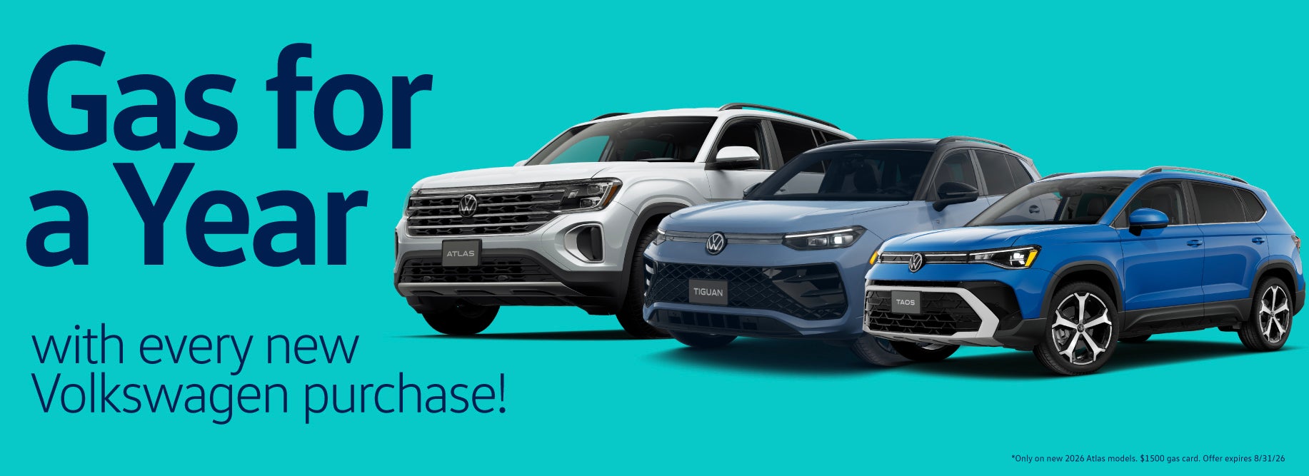 Get Gas for a Year with every new VW at VW Cypress