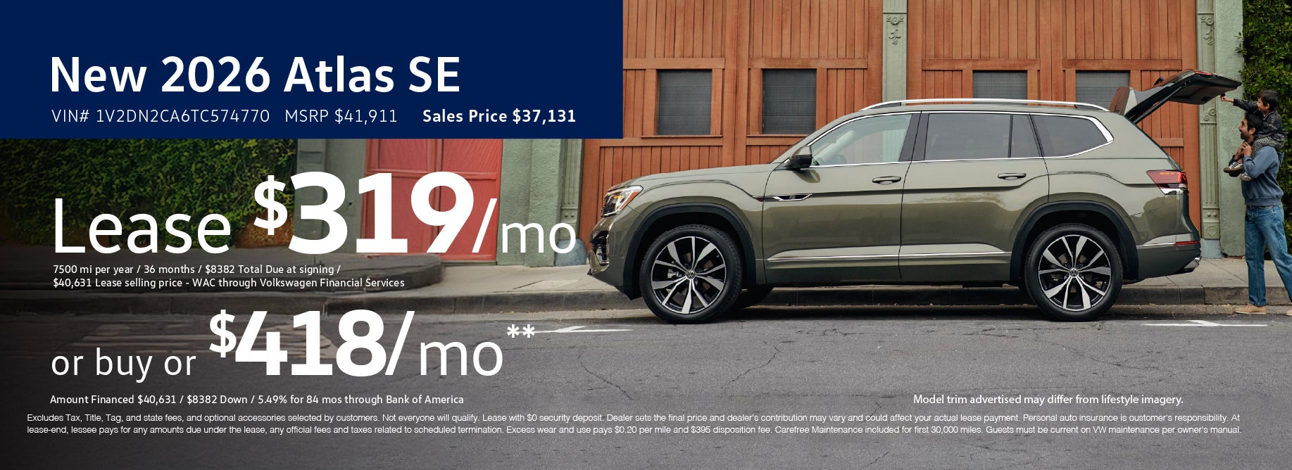 Lease 2026 Atlas starting at $319/mo