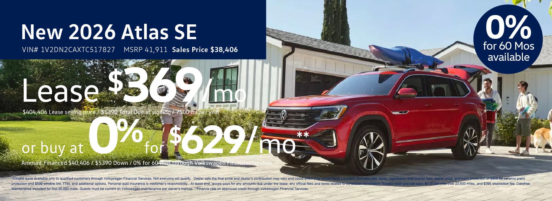 Get 0% for 60 on the 26 Atlas at VW Cypress