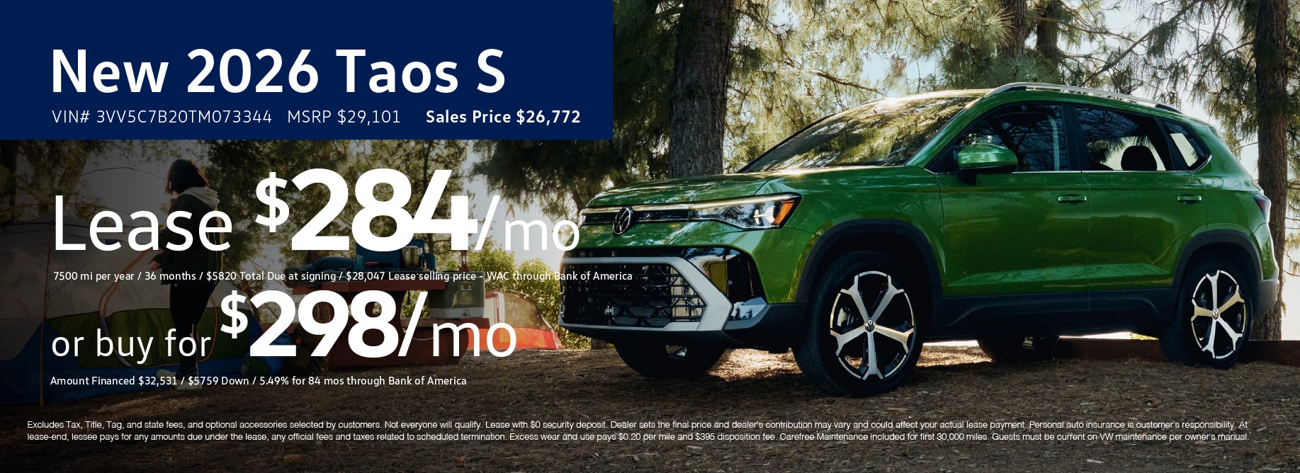 Buy or lease the 2026 Taos at VW Cypress 