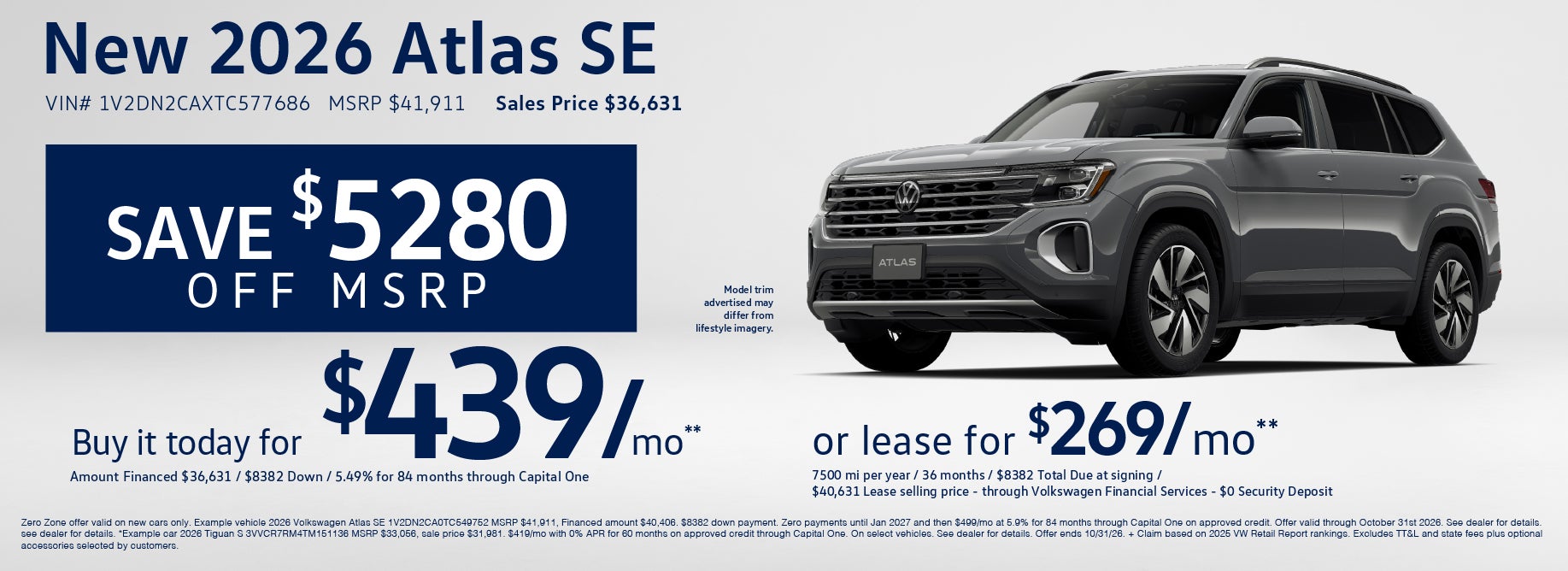 Save over $5000 off the new Atlas at VW Cypress