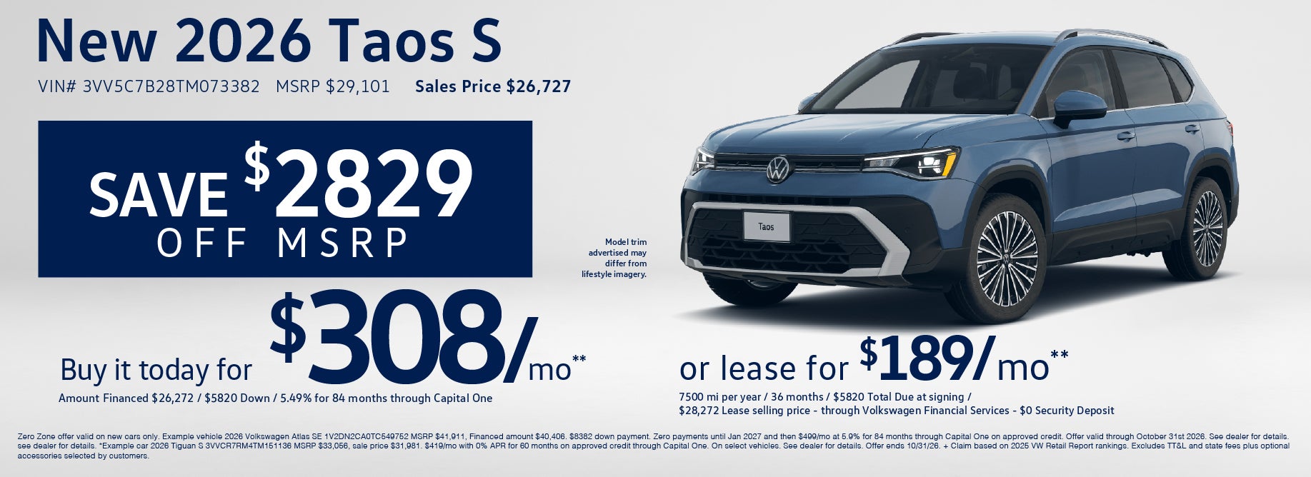 Save thousands on the new Taos at VW Cypress